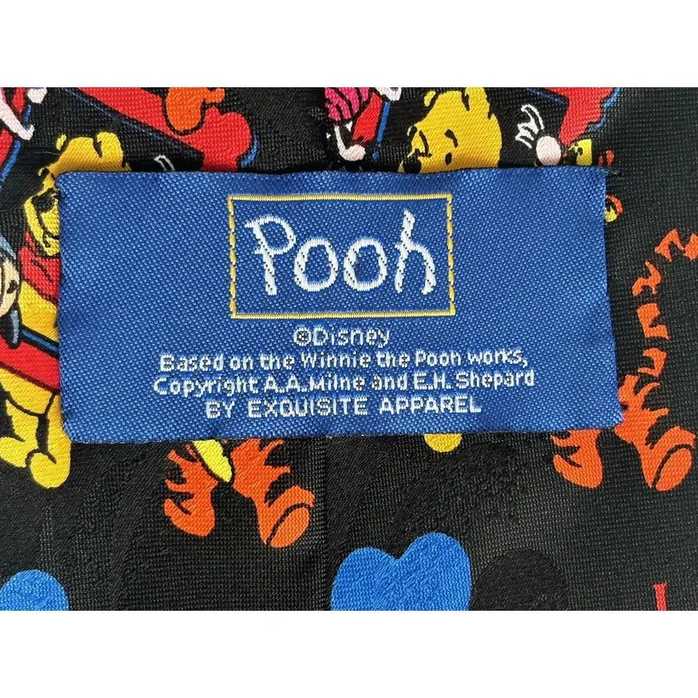 Disney Winnie The Pooh Men's Black‎ Blue Red Hearts Tigger Eeyore Piglet Tie